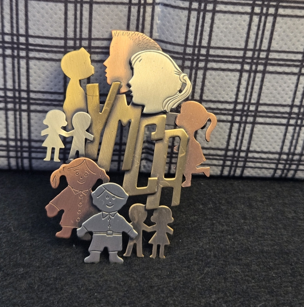 YMCA Themed Gold and Silver Brooch
